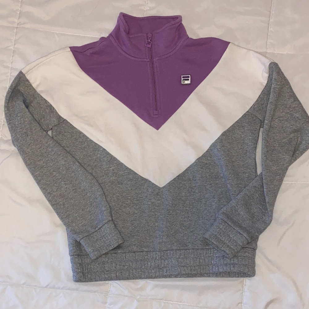FILA Purple and Gray Quarter-Zip Pullover